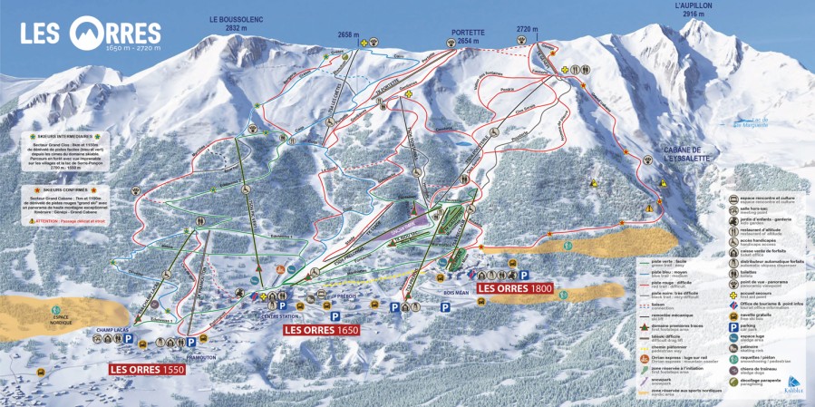 Plan des pistes des Orres Votre terrain de jeu