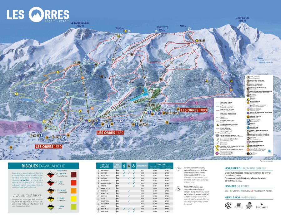 Plan des pistes des Orres Votre terrain de jeu